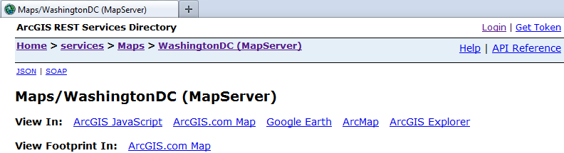 Viewing options for map services